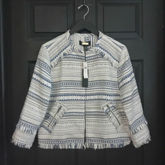 Greylin x Anthropologie NWT Sz. S Tweed Frayed Crop Jacket Blazer MSRP 148 - Picture 2 of 16